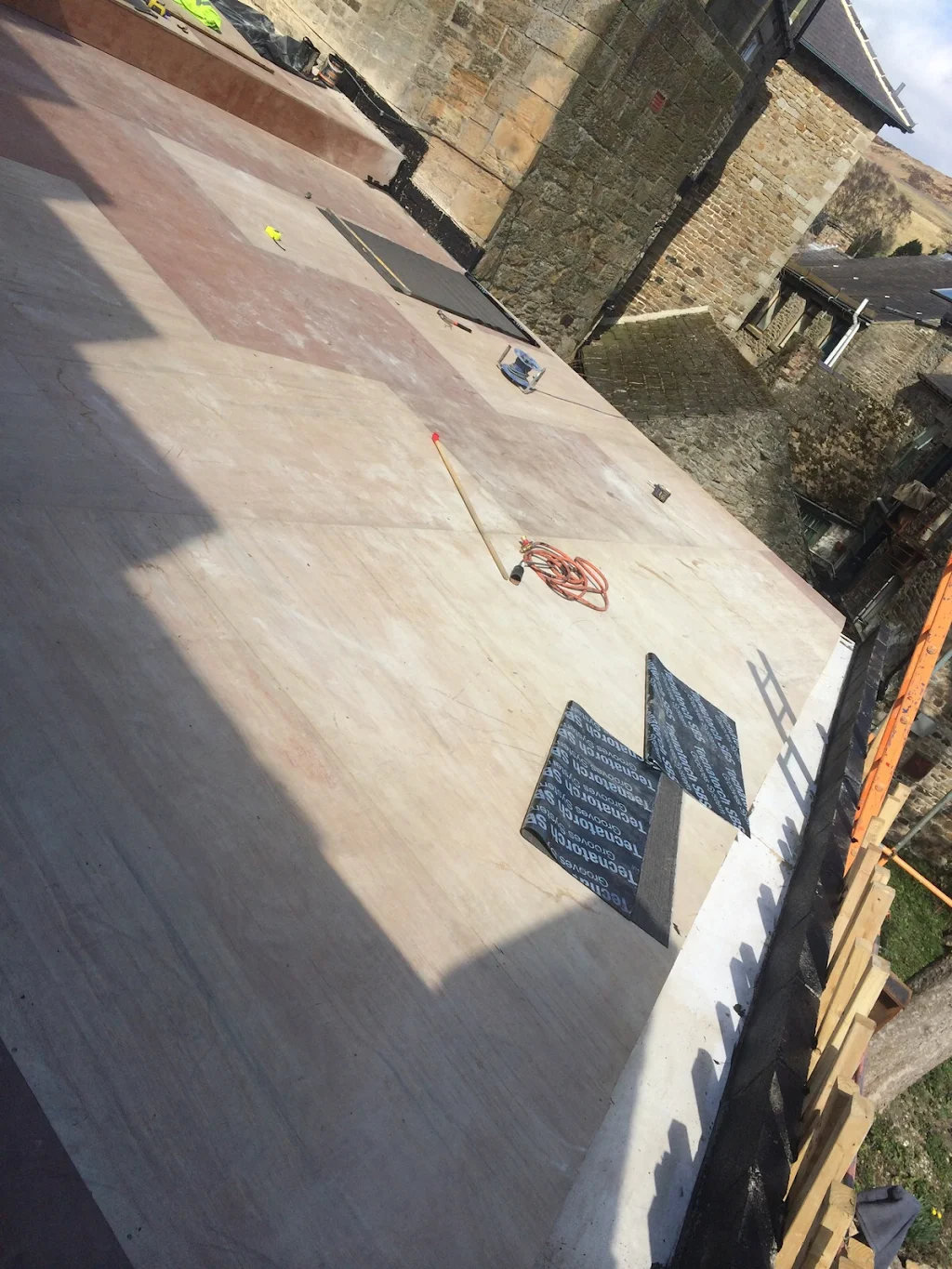 Roofing work on a residential property